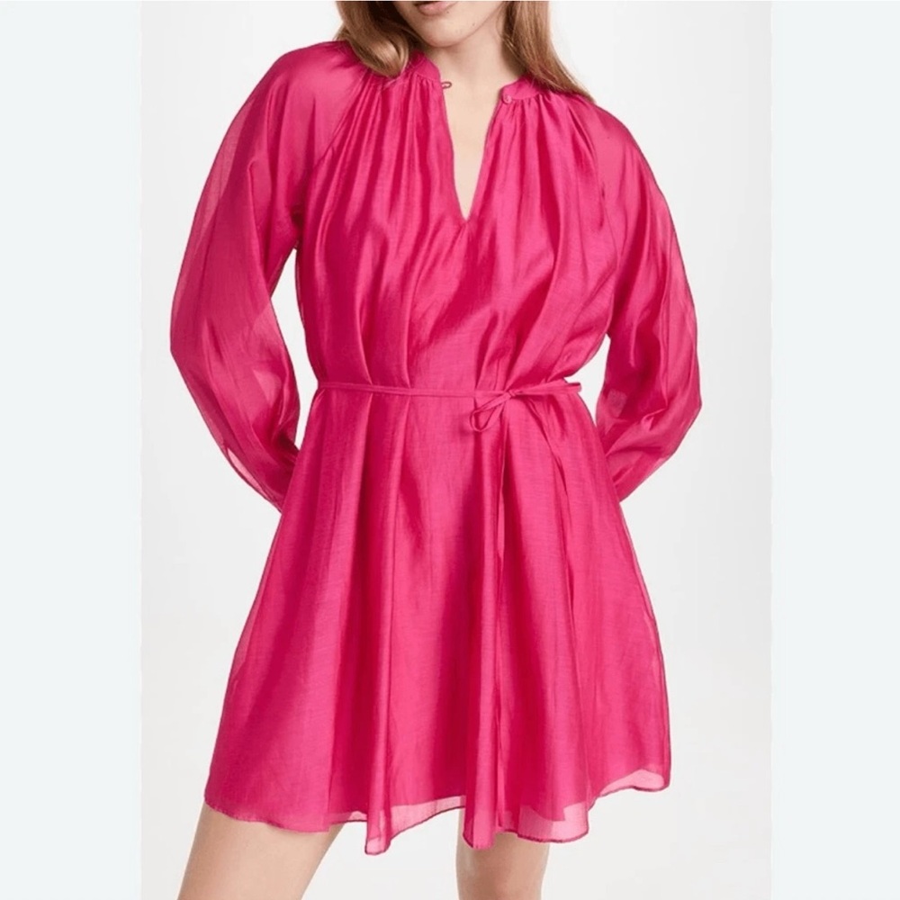 Rebecca Taylor Pink Pleated Tie Front Sundress